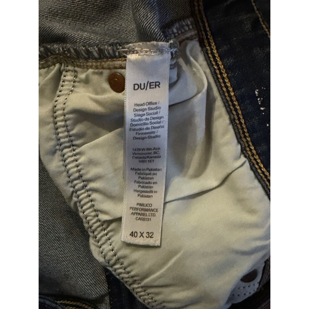 DUER Performance Denim Organic Cotton Jeans Mens 40x32 -Actual 40 X29 Relaxed - Picture 7 of 10
